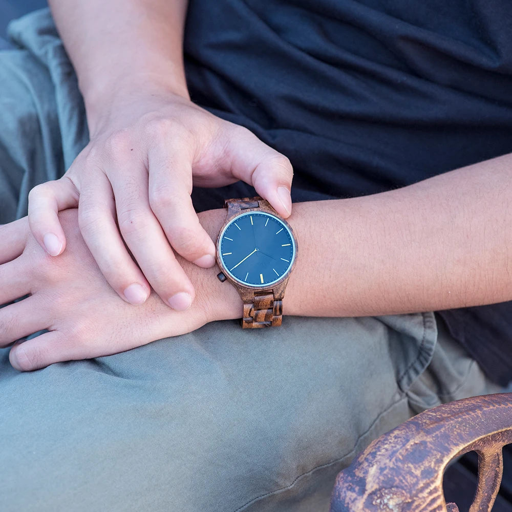Montre Homme Luxe BOBO BIRD en Bois – Coffret Cadeau Personnalisé Unique Éco-Responsable