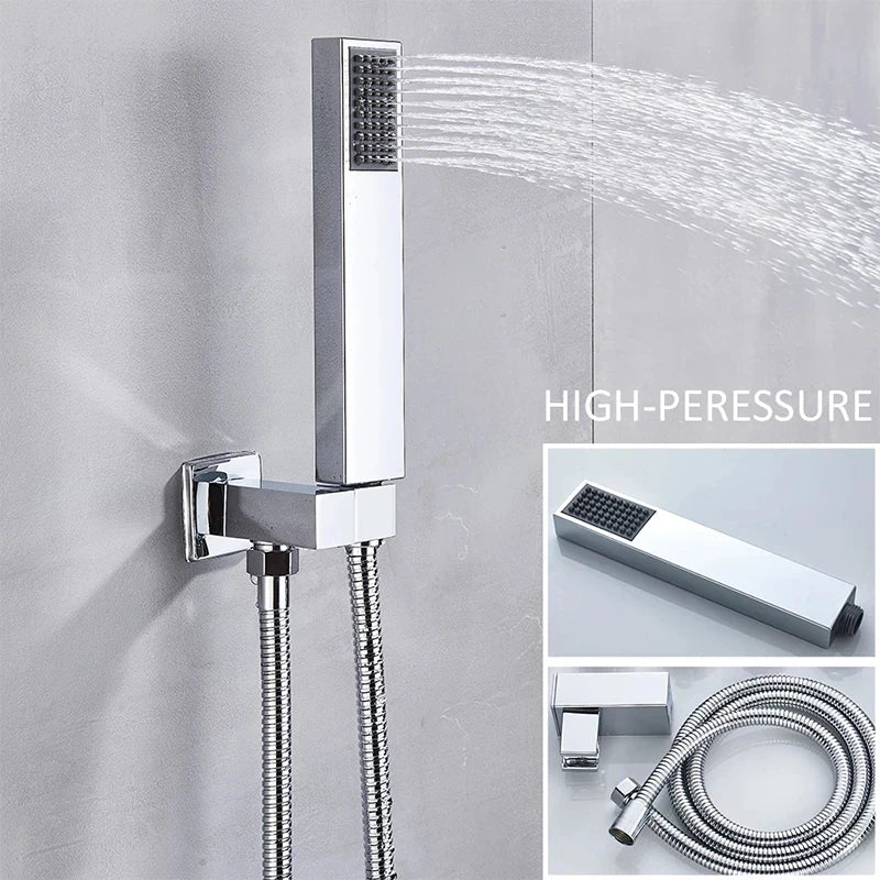 Système Douche LED Encastré – Pluie & Cascade, Bec Baignoire Pivotant, Mitigeur Eau Chaude & Froide | Salle de Bain Design