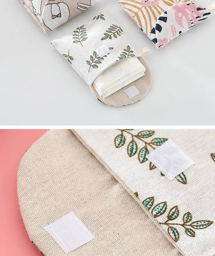 Mini Trousse Cosmétique Zippée Femme – Serviettes Hygiéniques, Rouge à Lèvres & Voyage | Pochette Monnaie & Écouteurs