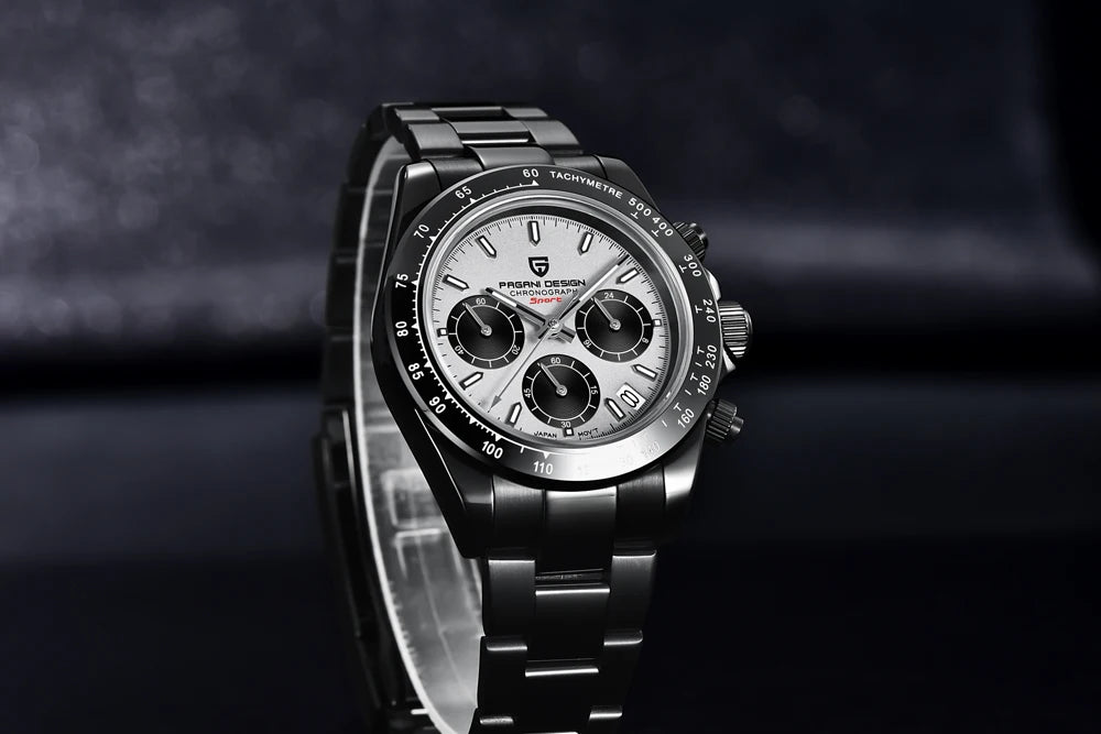 Montre Homme PAGANI DESIGN 2023 Noire Quartz Luxe – Chronographe Sport Étanche Lumineux