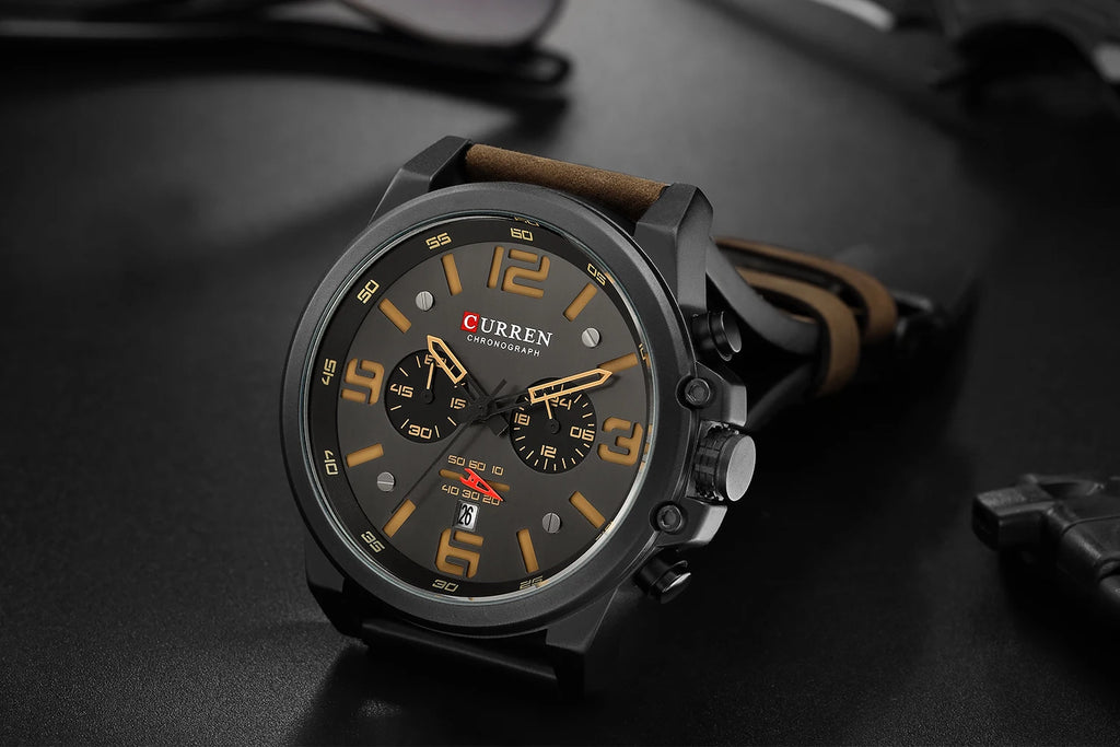 Montre Homme CURREN Luxe Quartz Cuir Militaire – Date Sport Business Fashion