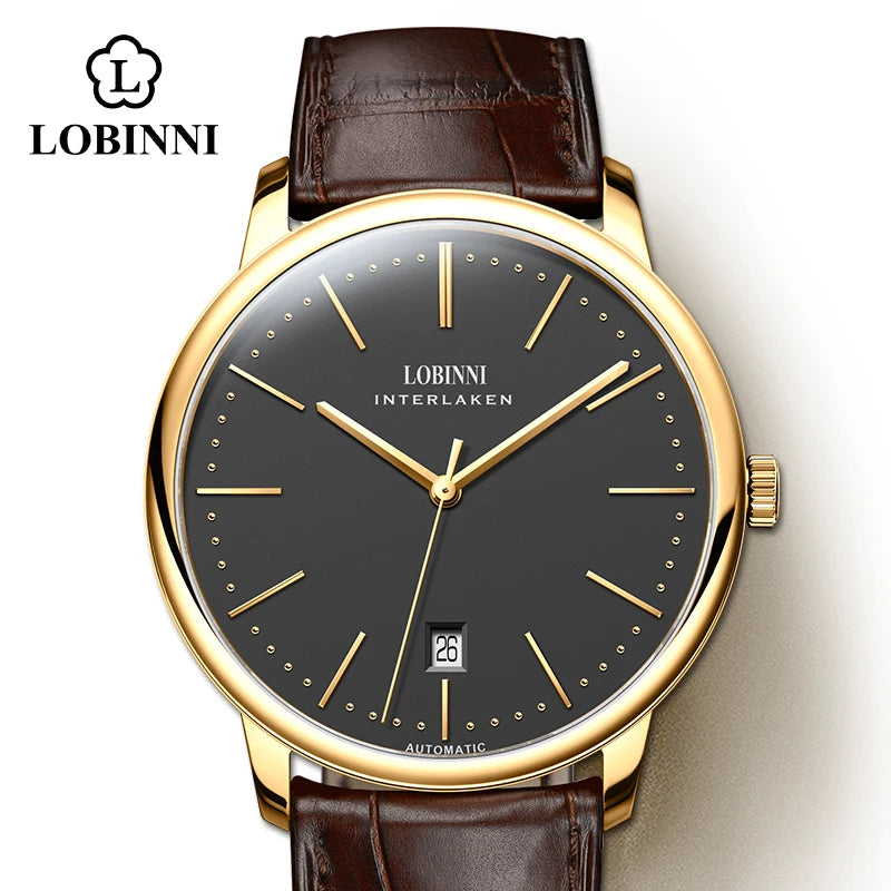 Montre Homme Lobinni Automatique Mécanique – Mouvement Miyota 9015 Ultra-Fine Étanche