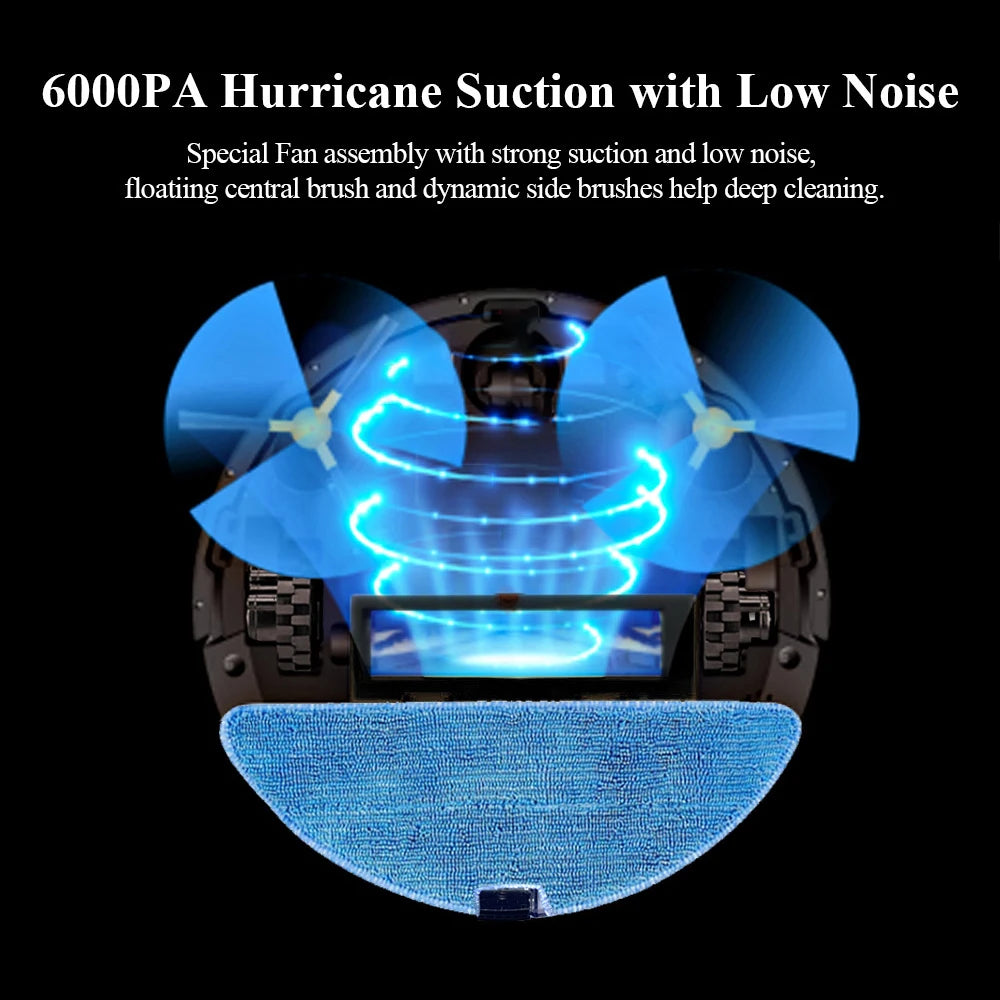 Robot Aspirateur Laveur G20S – 6000Pa, Navigation Carte WiFi App, Réservoir Électrique, Aspiration Balayage & Lavage 3 en 1