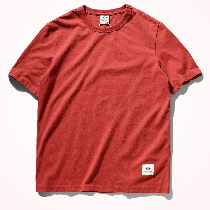 T-Shirt Homme 100% Coton Lavé Vintage Col Rond Couleur Unie Manches Courtes Slim Casual Été Mode Simple Confortable Tendance – Tee Shirt Basique Premium Washed | Mode Homme Casual Premium