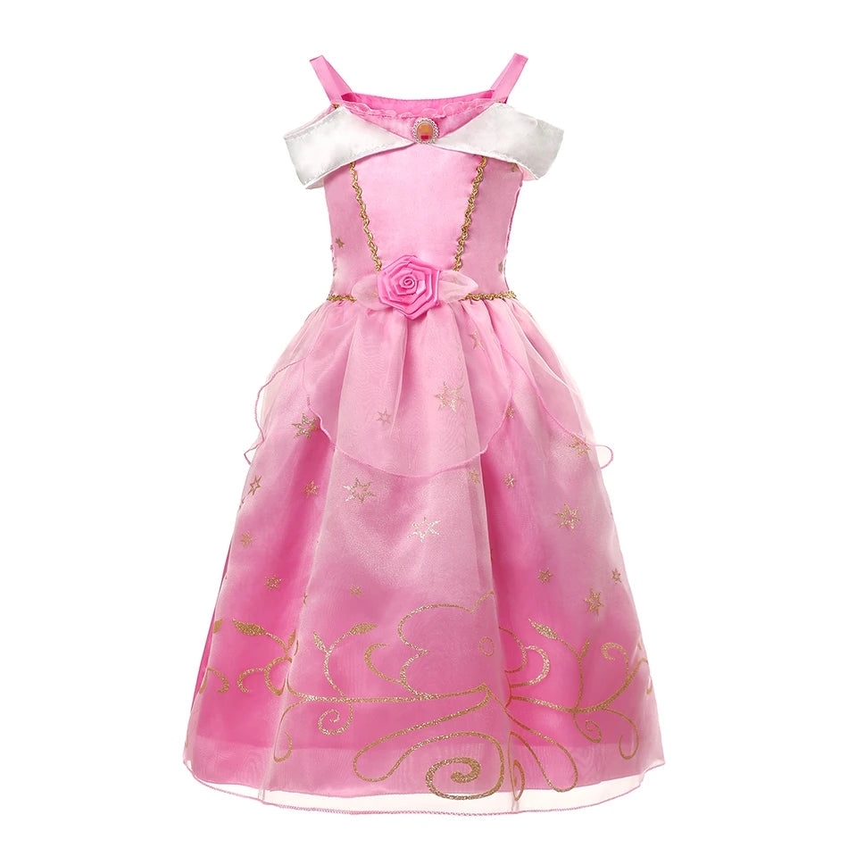 Robe Princesse Fille Déguisement Elsa Anna Ariel – Costume Carnaval Halloween Fête Cosplay Enfant