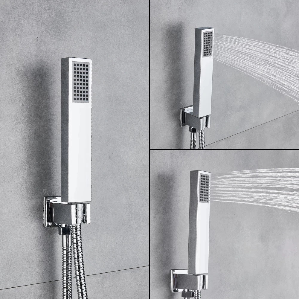Système Douche LED Encastré – Pluie & Cascade, Bec Baignoire Pivotant, Mitigeur Eau Chaude & Froide | Salle de Bain Design