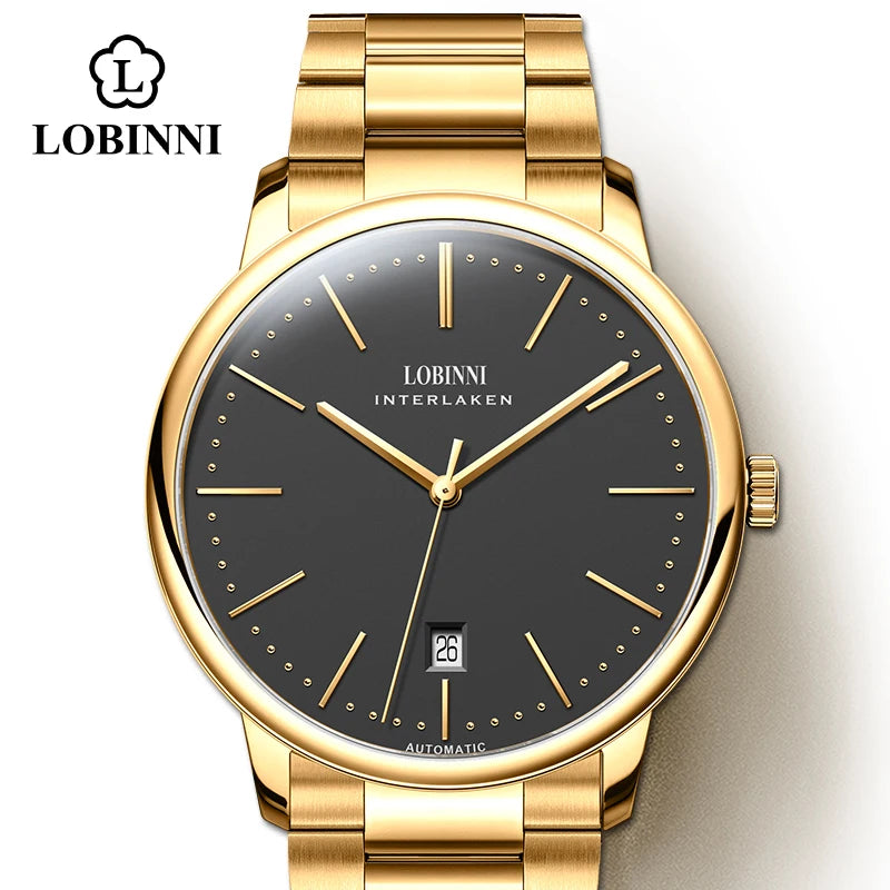 Montre Homme Lobinni Automatique Mécanique – Mouvement Miyota 9015 Ultra-Fine Étanche
