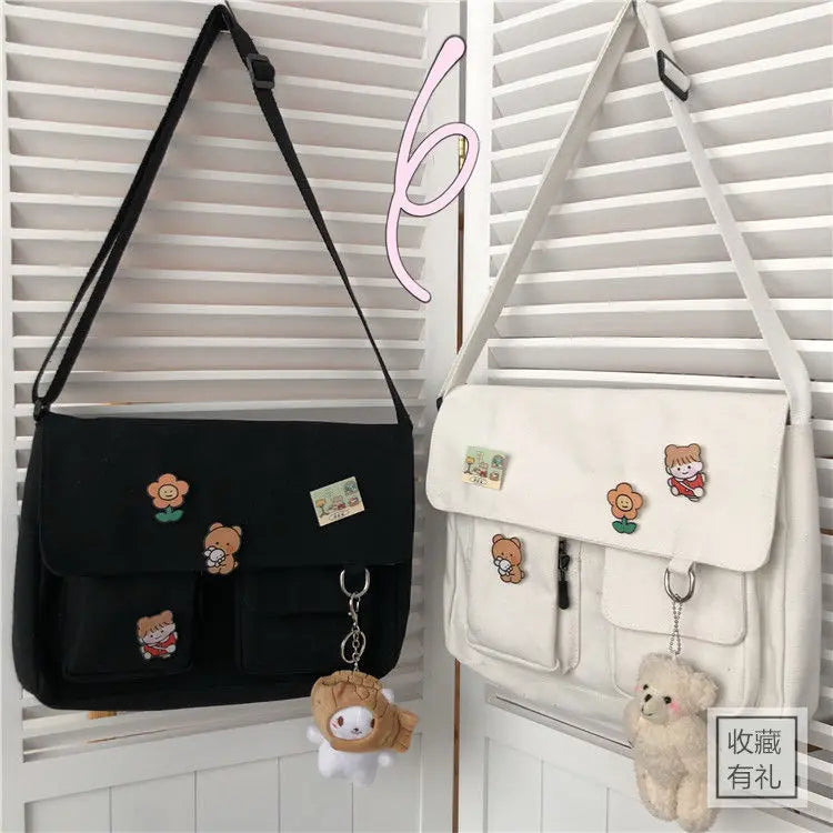 Sac Messenger Femme Toile Imprimée – Satchel Bandoulière Casual Fille École Mode