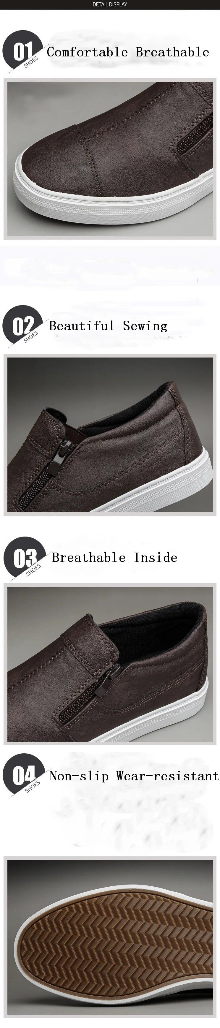 Mocassins PU Cuir Homme Korean Zip Slip-on – Chaussures Plates Fashion Casual Sneakers