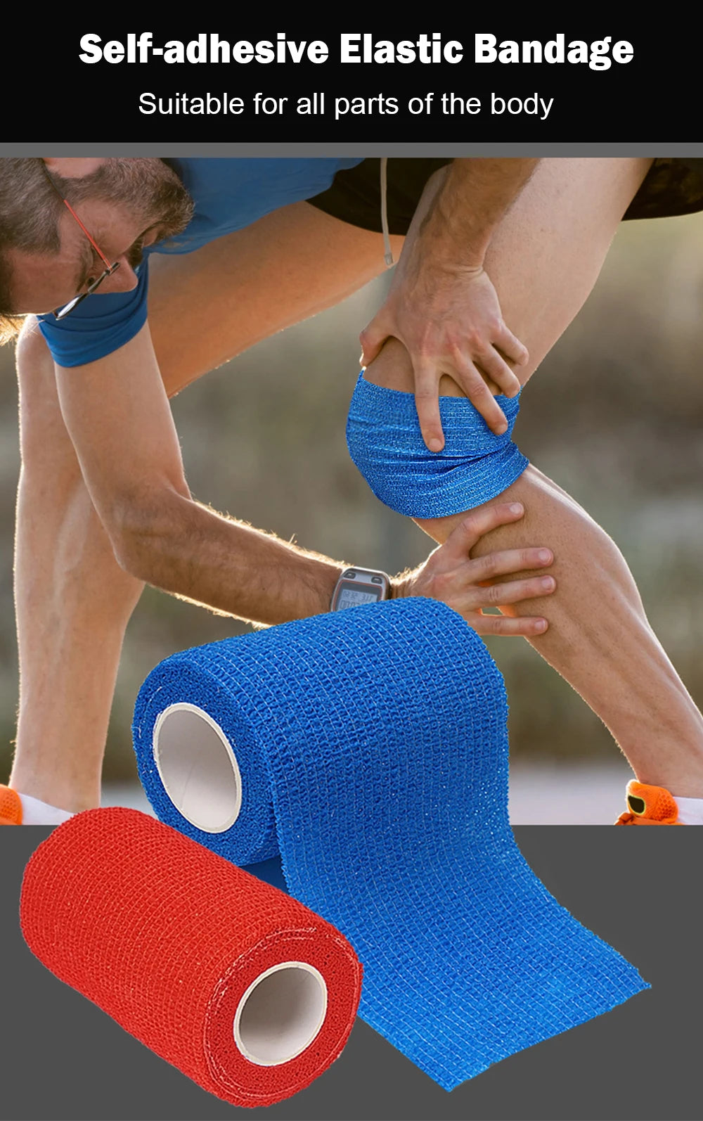 Bande Kinesiology Sport Auto-Adhésive 4.5M Colorful – Maintien Genou, Cheville & Doigts | Fitness, Running & Récupération
