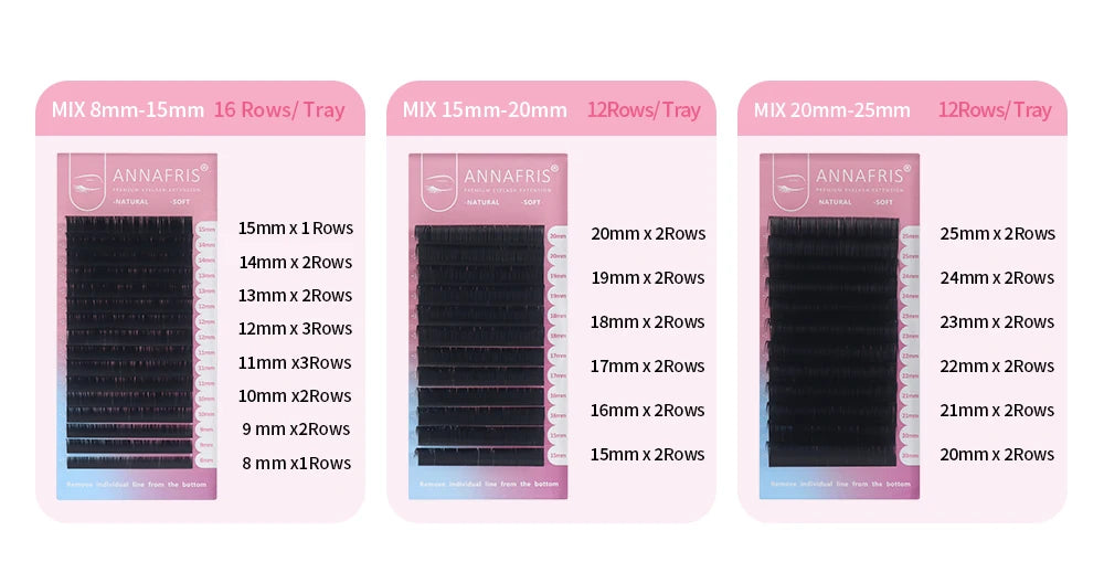 Extensions Cils Individuels ANNAFRIS Korean PBT 8-25mm – Matte Naturel Faux Vison | Fournitures Lashes Professionnel