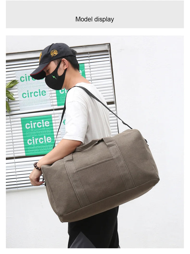 Sac de Voyage Pliable Grande Capacité Canvas Unisexe – Duffel Bag Épaule | Fitness, Gym & Voyage | Portable & Résistant