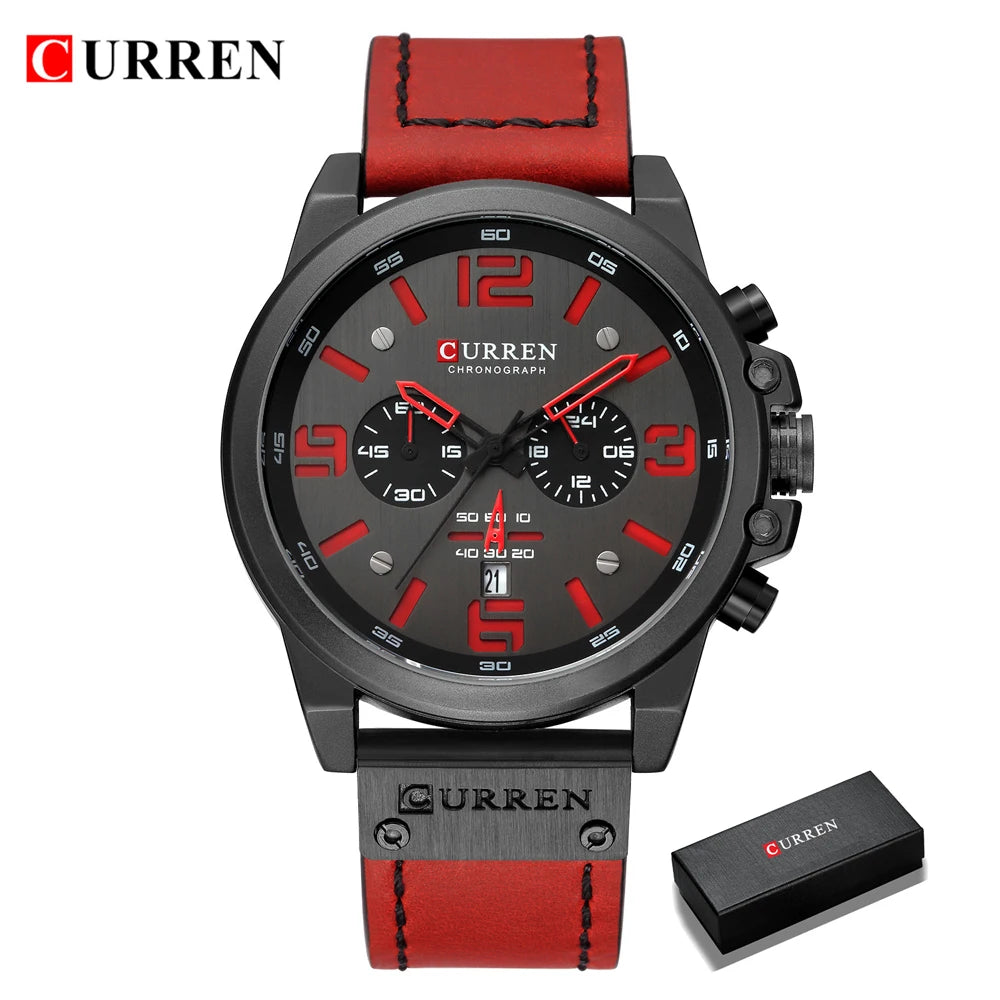 Montre Homme CURREN Luxe Quartz Cuir Militaire – Date Sport Business Fashion