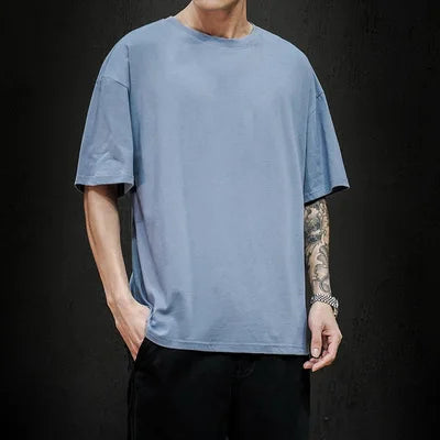 T-Shirt Homme Oversize Couleur Unie Coton Hip Hop Manches Courtes Casual Streetwear Fashion Été Tendance Confortable – Tee Shirt Premium Urban | Mode Homme Streetwear Premium