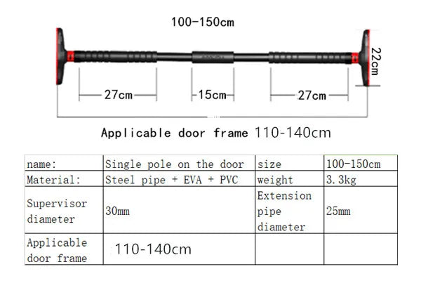 Barre de Traction Porte Réglable Acier – Pull-Up, Abdos & Musculation à Domicile | Sans Perçage | Fitness Home Gym