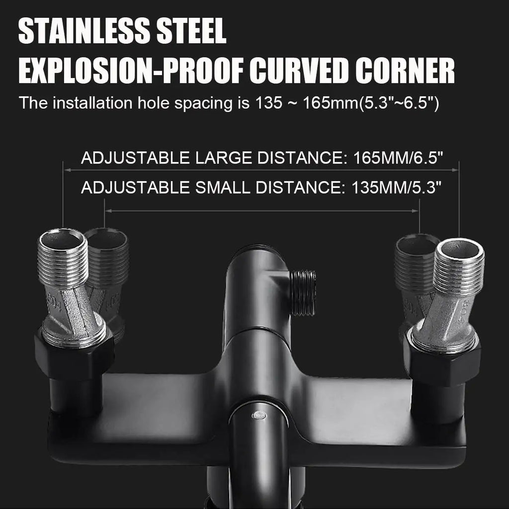 JETEVEVEN Ensemble Douche Pluie Mural Noir Mat – 3 Voies, Étagère Intégrée, Mitigeur Baignoire | Système Douche Complet