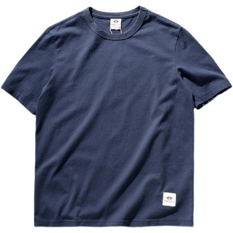 T-Shirt Homme 100% Coton Lavé Vintage Col Rond Couleur Unie Manches Courtes Slim Casual Été Mode Simple Confortable Tendance – Tee Shirt Basique Premium Washed | Mode Homme Casual Premium