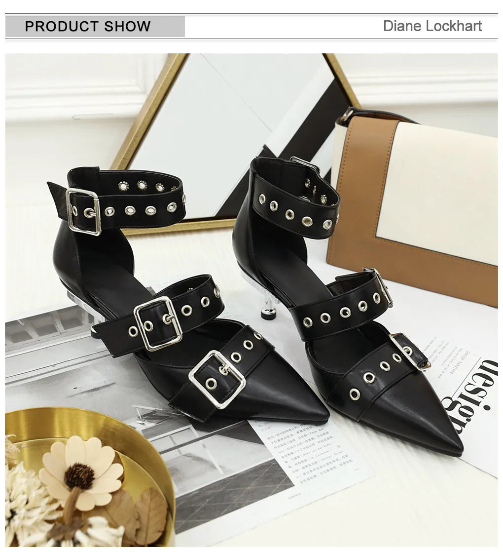Sandales Gladiateur Talon Fin Ankle Strap Femme 2025 – Bout Pointu Boucle Fête Printemps