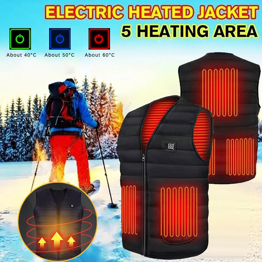 Gilet Chauffant Intelligent Unisexe 9 Zones Col V Coton Thermique Outdoor Automne Hiver Flexible Confortable Performant M-7XL – Gilet Chauffant Premium 9 Zones Intelligent Thermique | Mode Unisexe Outdoor Hiver Premium