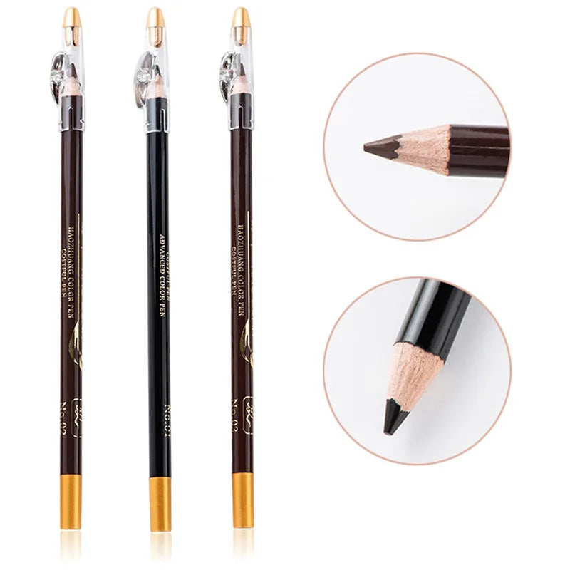 Crayon Sourcils Waterproof Brun & Noir – Avec Taille-Crayon | Eyeliner Sourcils Longue Tenue