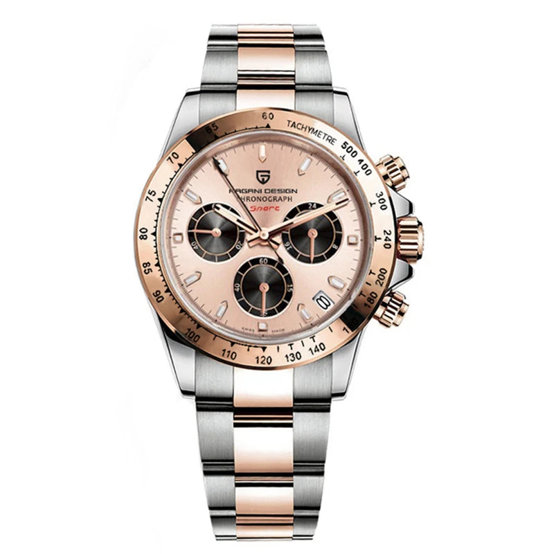 Montre Homme PAGANI DESIGN 2023 Noire Quartz Luxe – Chronographe Sport Étanche Lumineux