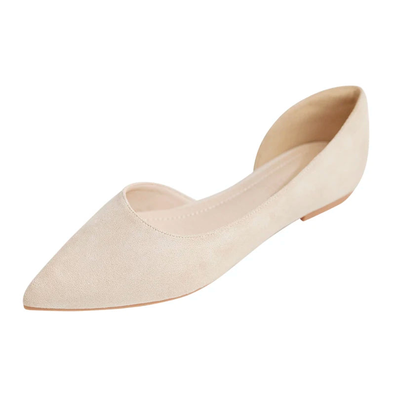 Ballerines Bout Pointu Flock Slip-on 2025 – Talon Plat Couleur Unie Tailles 31 à 46
