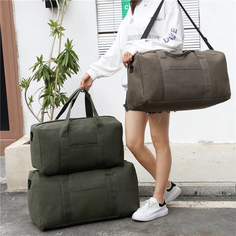 Sac de Voyage Pliable Grande Capacité Canvas Unisexe – Duffel Bag Épaule | Fitness, Gym & Voyage | Portable & Résistant