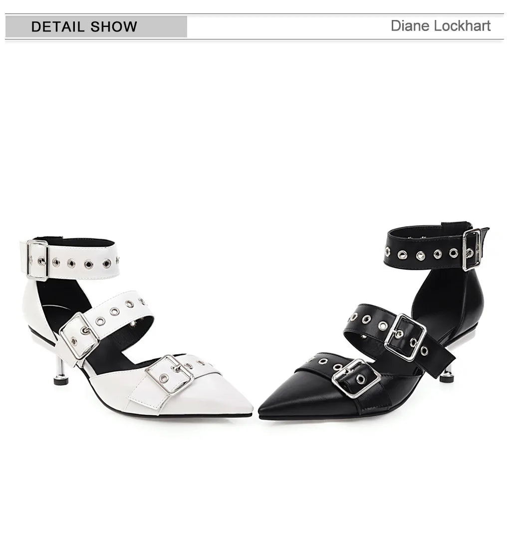 Sandales Gladiateur Talon Fin Ankle Strap Femme 2025 – Bout Pointu Boucle Fête Printemps