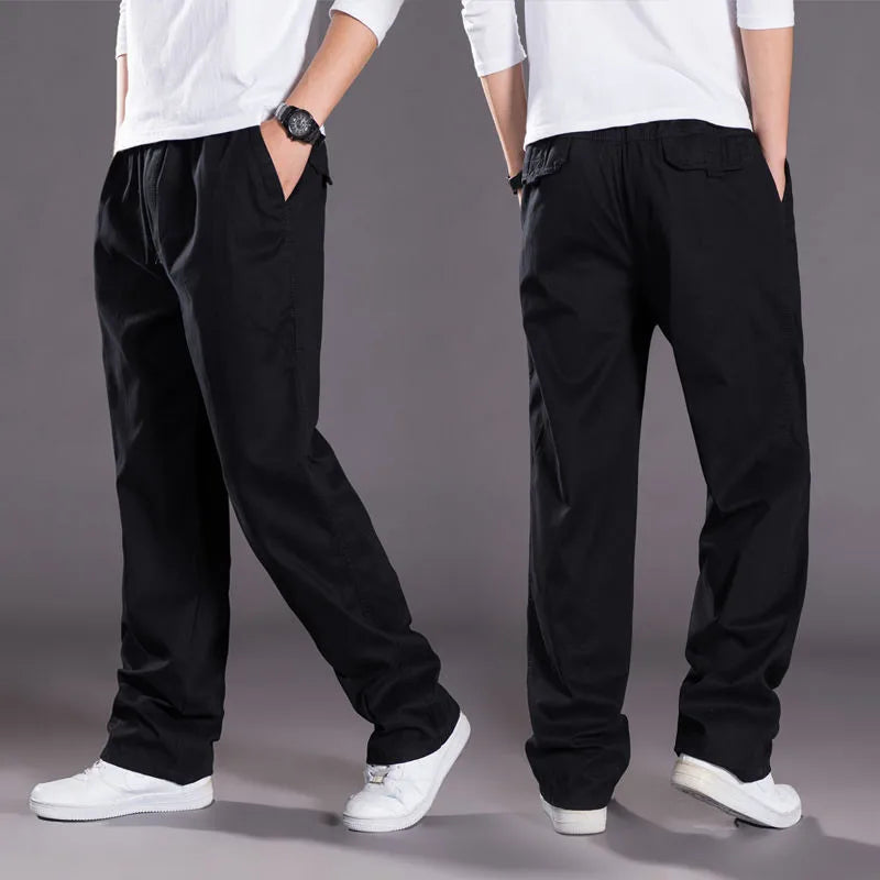 Pantalon Cargo Homme Coton Noir Travail Casual – Jogger Escalade Sport Printemps Été Automne Twill | Mode Homme Outdoor