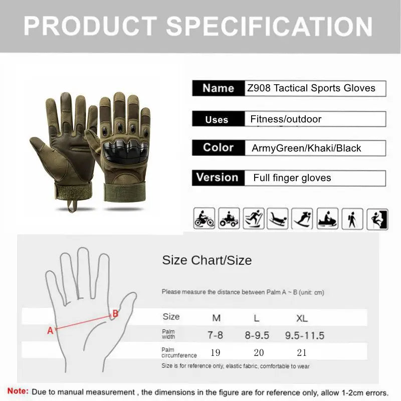 Gants Tactiques Plein Doigt Outdoor – Écran Tactile & Grip | Randonnée, Moto & Musculation | Protection Fitness