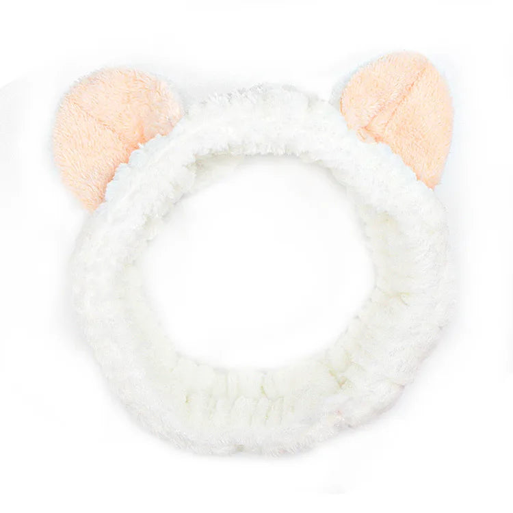 Bandeau Maquillage Oreilles de Lapin Coral Fleece – Élastique Doux | Soin Visage & Coiffure Fille