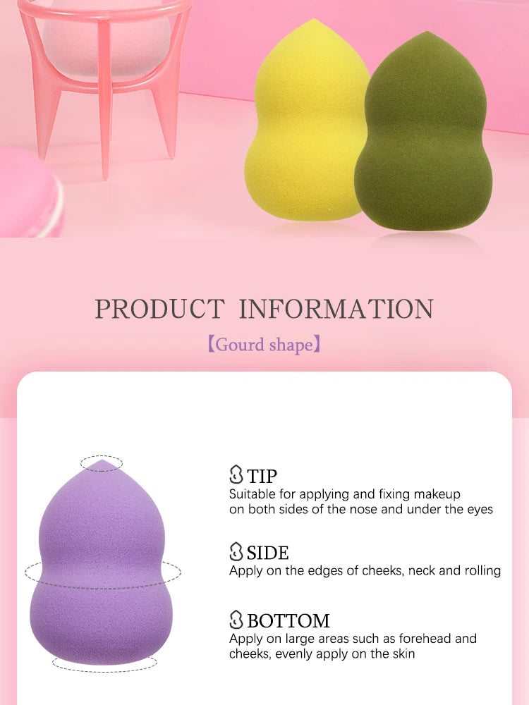 Éponge Maquillage Forme Calebasse – Puff Fond de Teint & Correcteur Doux | Applicateur Cosmétique Mixte