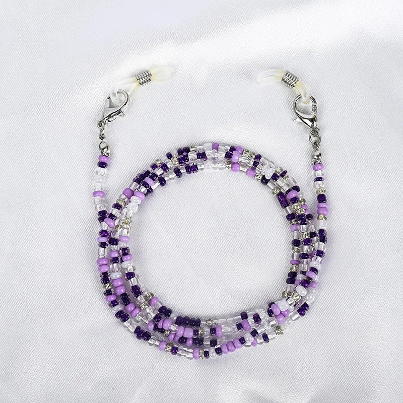 Chaîne Masque & Lunettes Bohème Perlée - Lanyard Anti-Glisse Femme
