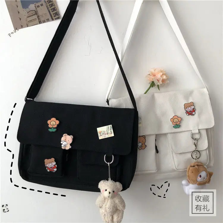 Sac Messenger Femme Toile Imprimée – Satchel Bandoulière Casual Fille École Mode