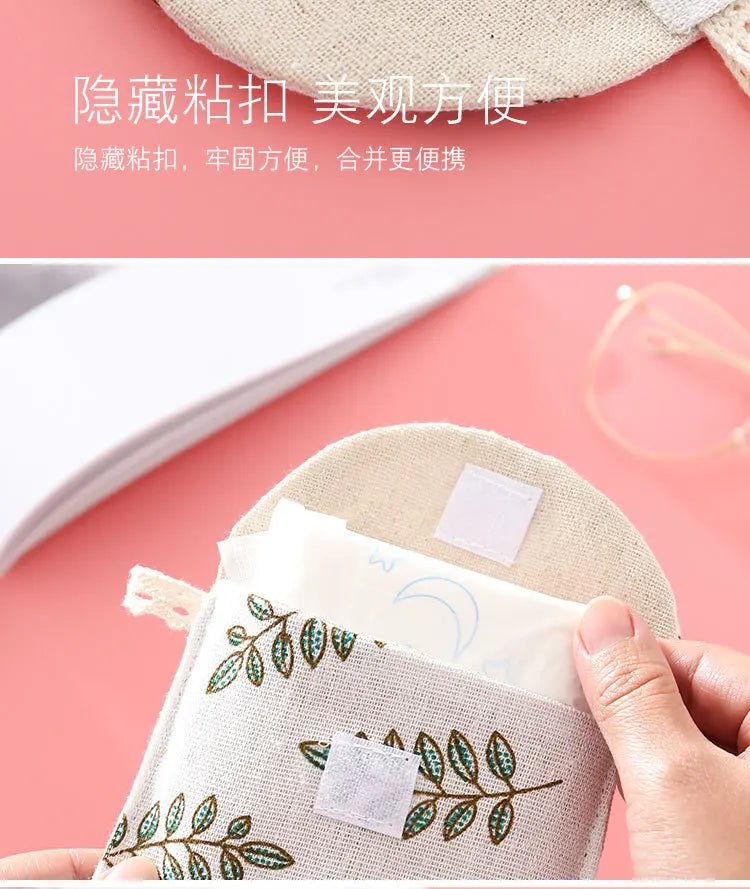 Mini Trousse Cosmétique Zippée Femme – Serviettes Hygiéniques, Rouge à Lèvres & Voyage | Pochette Monnaie & Écouteurs