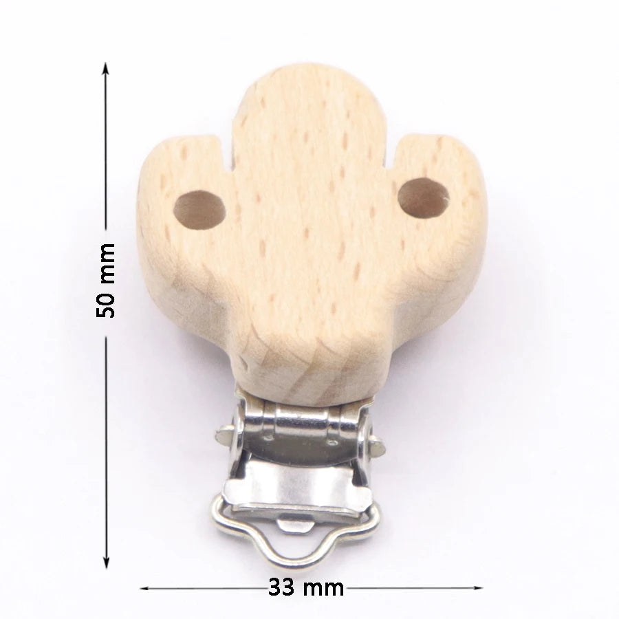 Los 5 Schnullerclips Holz Tiere – Schnullerkette Hase Elefant Stern Beißring Baby