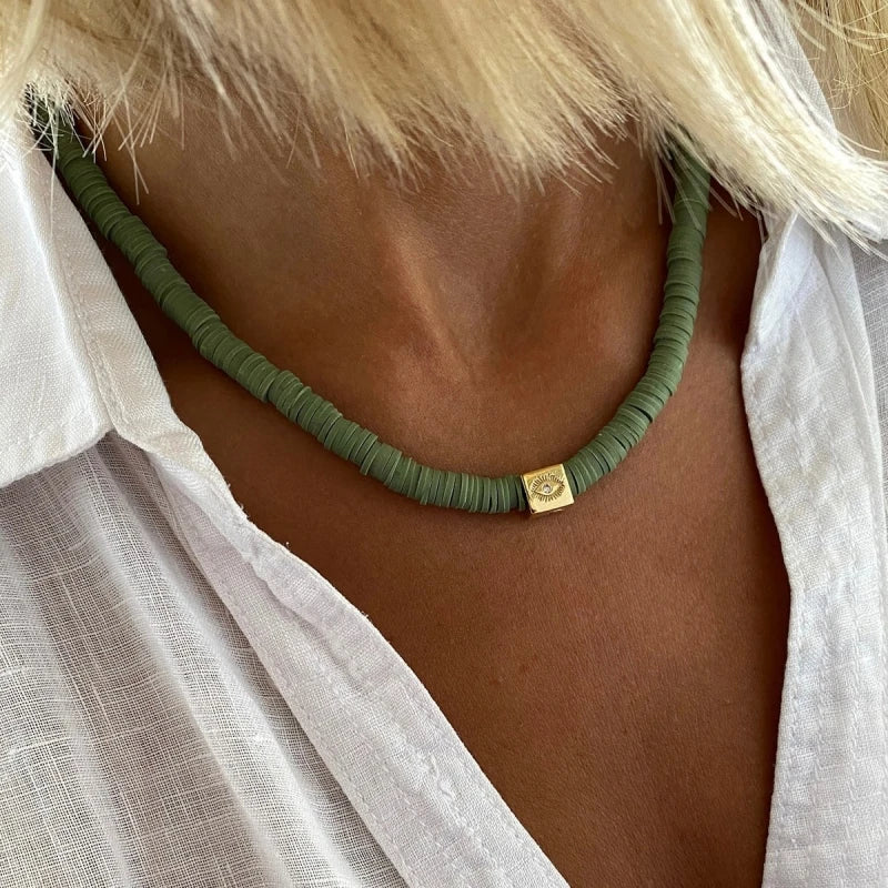 Collier Ras-du-Cou Boho Vintage – Cœur, Coquillage & Œil Turc | Bijou Femme Tendance Été & Plage | Accessoire Mode Charme