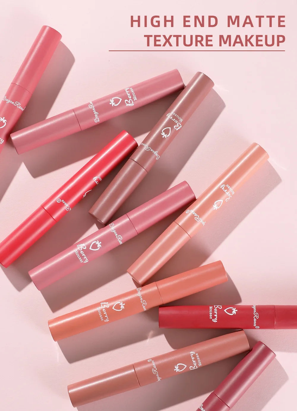 Gloss Lèvres Mat 12 Couleurs Berry Mousse – Glaçure Velours Waterproof Longue Tenue | Rouge à Lèvres Sexy Cosmétique