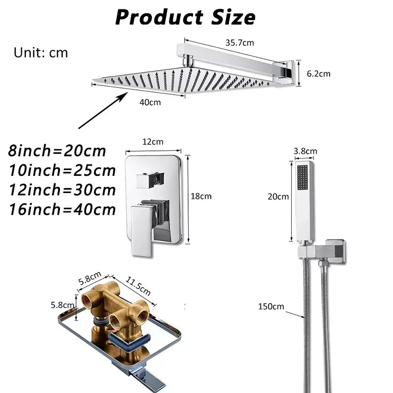 Système Douche LED Encastré – Pluie & Cascade, Bec Baignoire Pivotant, Mitigeur Eau Chaude & Froide | Salle de Bain Design