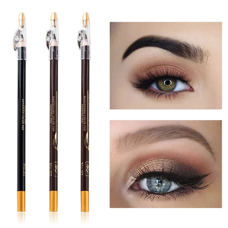Crayon Sourcils Waterproof Brun & Noir – Avec Taille-Crayon | Eyeliner Sourcils Longue Tenue