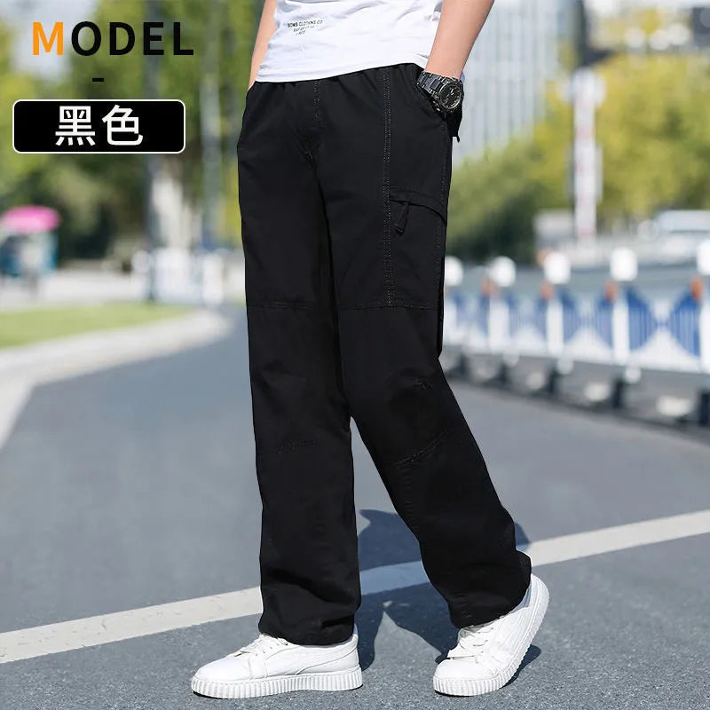 Pantalon Cargo Homme Coton Noir Travail Casual – Jogger Escalade Sport Printemps Été Automne Twill | Mode Homme Outdoor