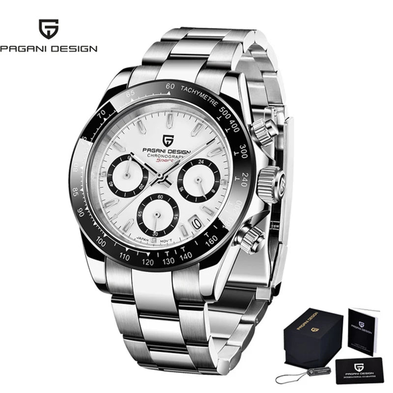 Montre Homme PAGANI DESIGN 2023 Noire Quartz Luxe – Chronographe Sport Étanche Lumineux