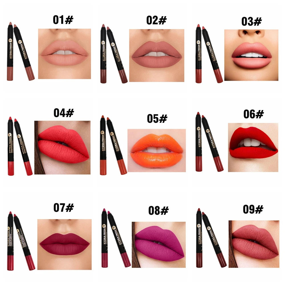 Crayon Rouge à Lèvres Mat Velvet 9 Couleurs – Longue Tenue Waterproof | Lip Tint Nude Hydratant Sexy