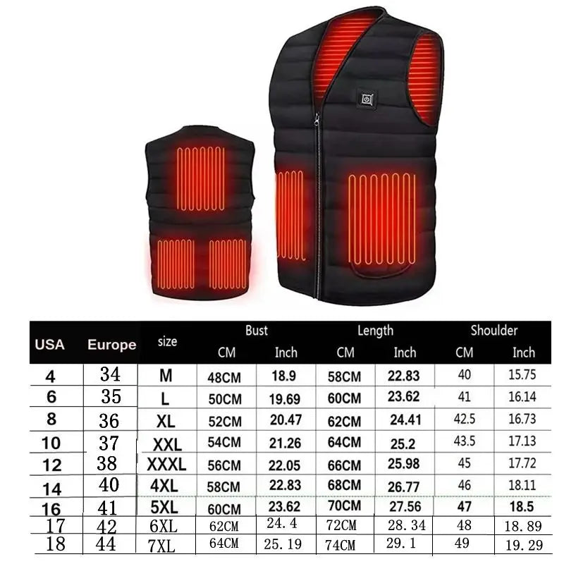Gilet Chauffant Intelligent Unisexe 9 Zones Col V Coton Thermique Outdoor Automne Hiver Flexible Confortable Performant M-7XL – Gilet Chauffant Premium 9 Zones Intelligent Thermique | Mode Unisexe Outdoor Hiver Premium