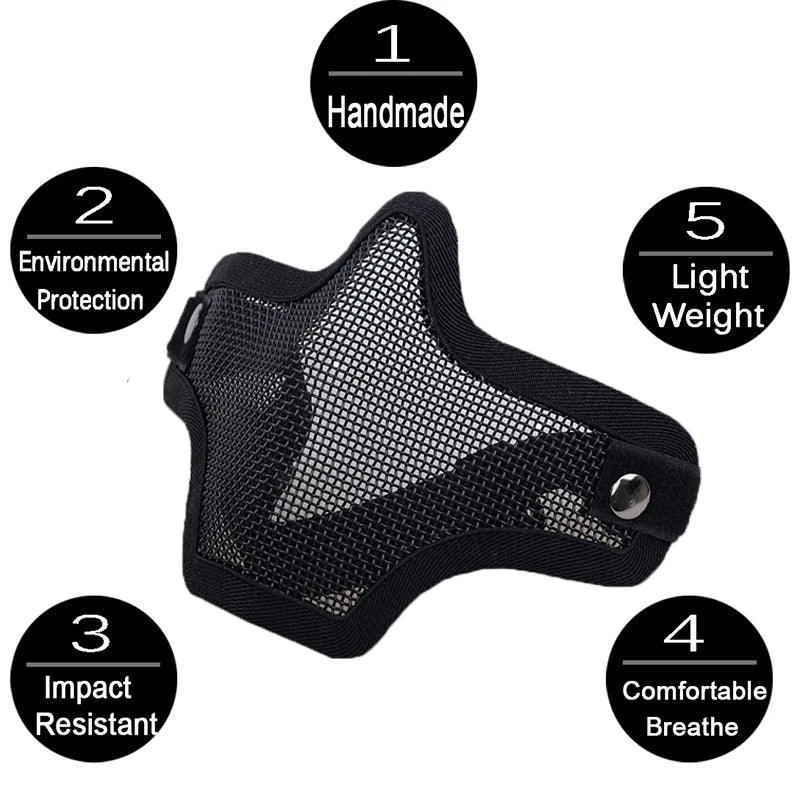 Masque Tactique Demi-Visage Tête de Mort - Airsoft, Paintball & Chasse