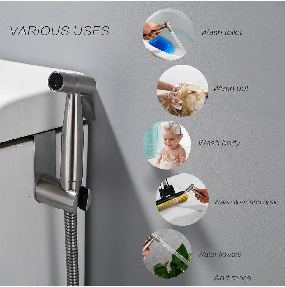 Kit Bidet Douchette Toilette Inox Autonettoyant – Robinet & Douchette à Main, Hygiène Optimale | Salle de Bain