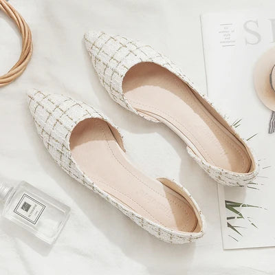 Ballerines Bout Pointu Flock Slip-on 2025 – Talon Plat Couleur Unie Tailles 31 à 46