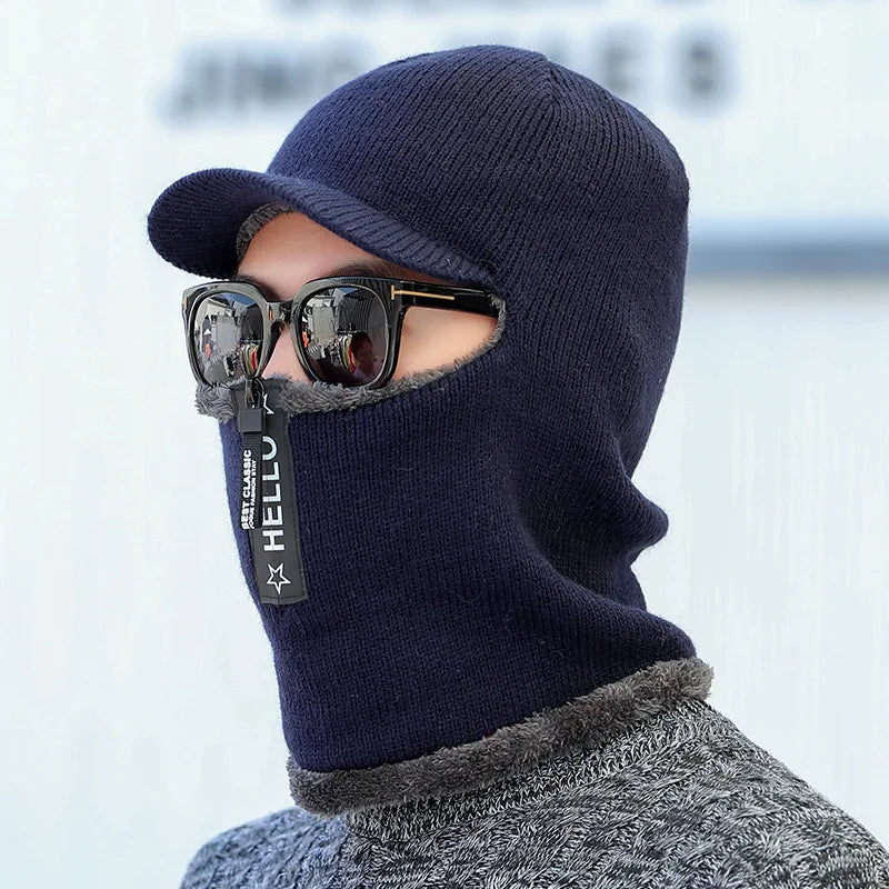 Herren Sturmhaube Winter – Warme Polarfleece-Kapuze mit Visier & Reißverschluss | Ohrenwärmer & Nackenwärmer | Ski & Outdoor