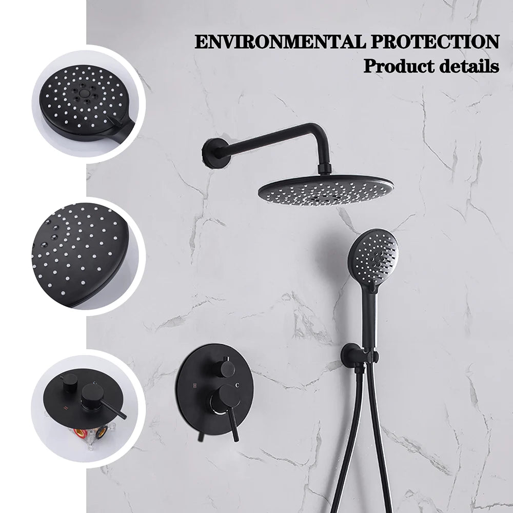 DQOK Ensemble Douche Thermostatique Chrome – Cascade & Pluie, Mitigeur Baignoire | Système Douche Complet