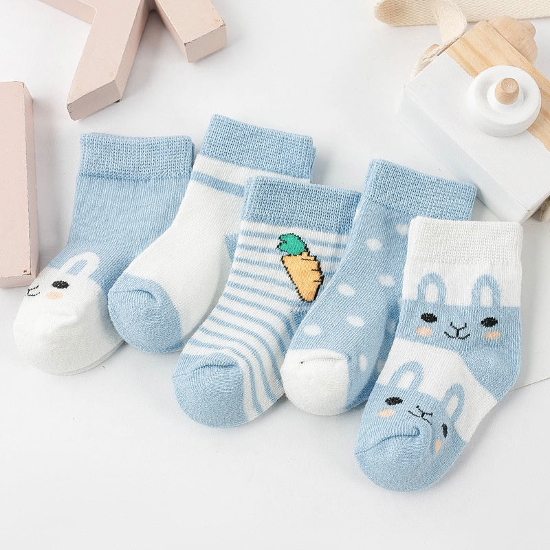 5er-Pack Kindersocken Baumwolle Tiermuster – Frühling Herbst Baby Jungen Mädchen 0-6 Jahre